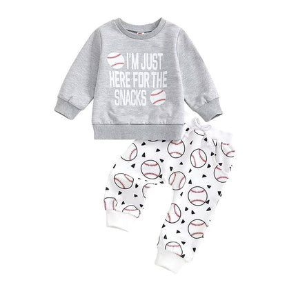 Long Sleeve Baseball Snacks Baby Set