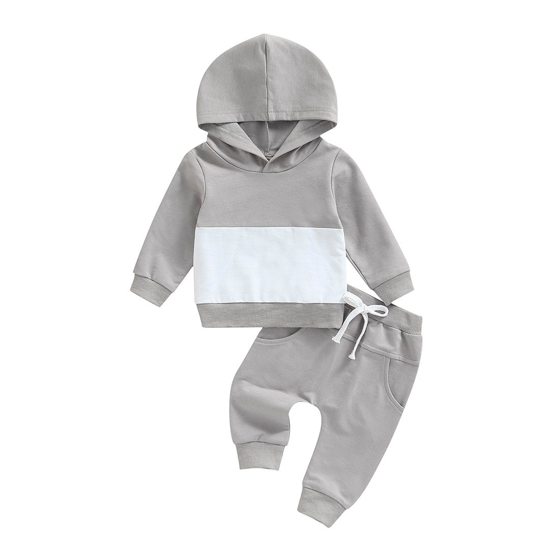 Solid Pants Hooded Toddler Set