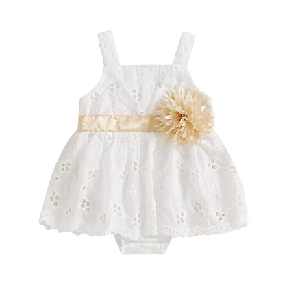 Sleeveless White Baby Romper