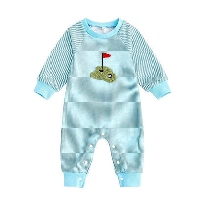 Long Sleeve Striped Golf Baby Jumpsuit