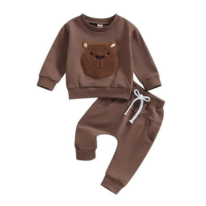 Long Sleeve Fuzzy Bear Baby Set