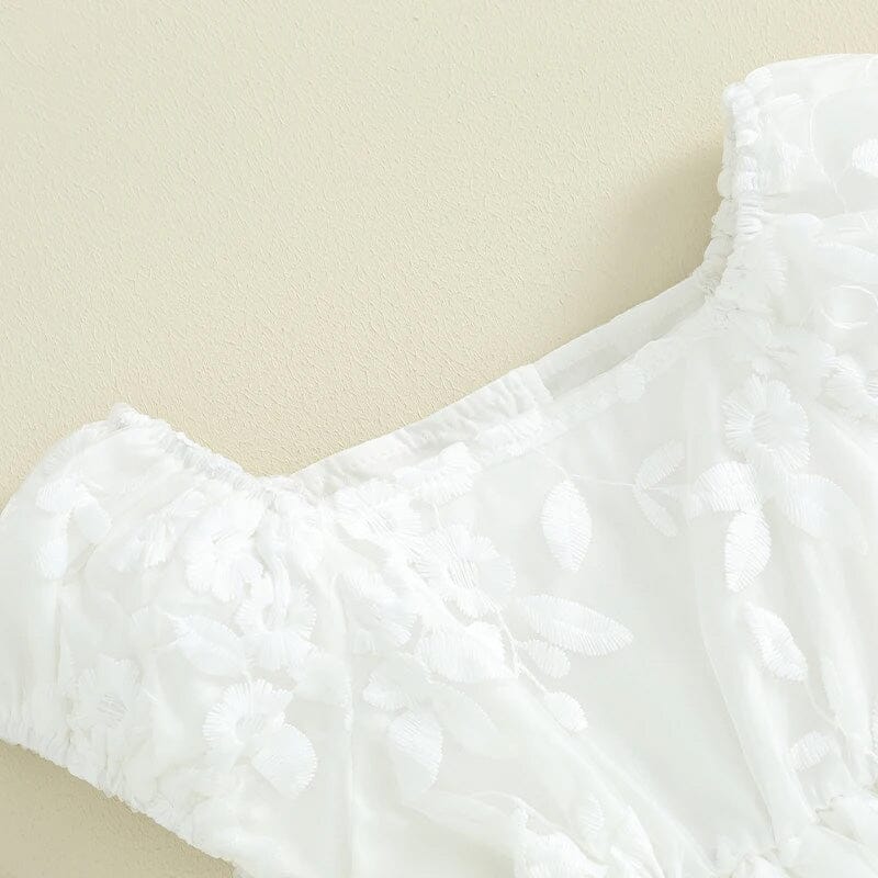Puff Sleeve White Lace Baby Dress