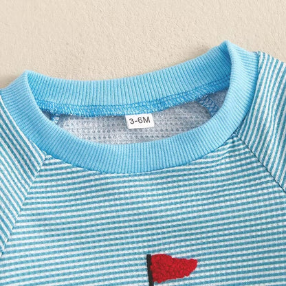 Long Sleeve Striped Golf Baby Jumpsuit