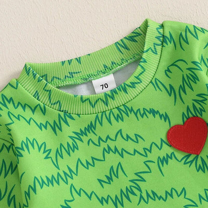 Long Sleeve Grinch Heart Baby Set