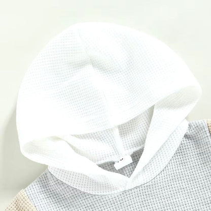 Short Sleeve Waffle Hooded Baby Set