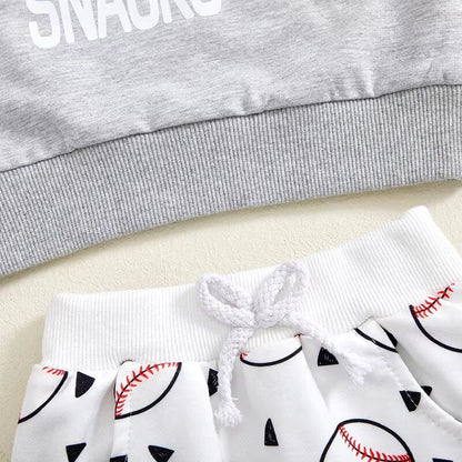 Long Sleeve Baseball Snacks Baby Set