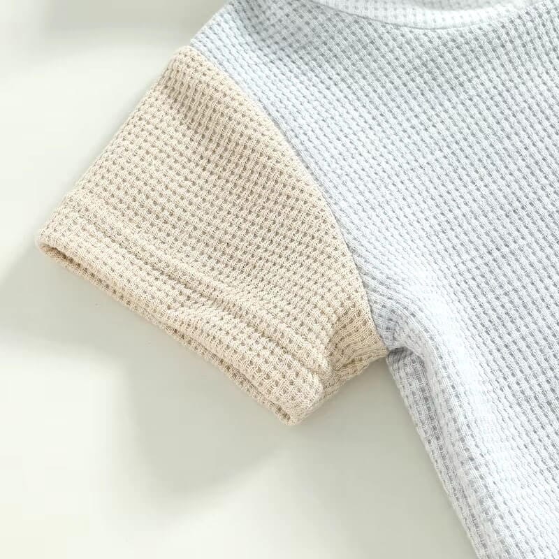 Short Sleeve Waffle Hooded Baby Set