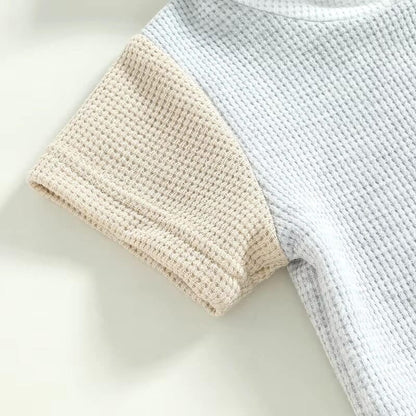 Short Sleeve Waffle Hooded Baby Set