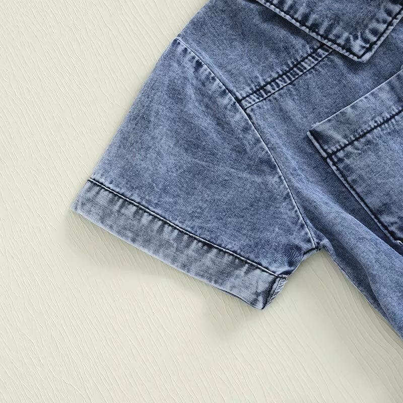 Short Sleeve Denim Toddler Romper
