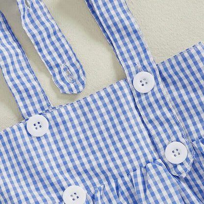 Long Sleeve Plaid Overall Toddler Set