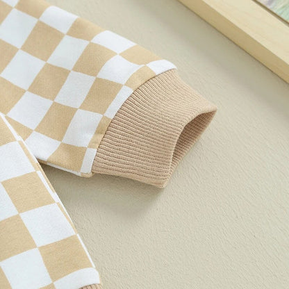 Color Block Checkered Pocket Baby Set