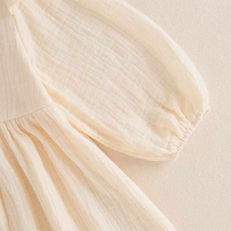 Long Sleeve Solid Ruffled Toddler Dress
