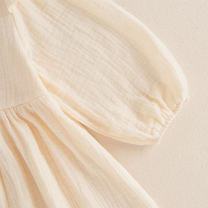 Long Sleeve Solid Ruffled Toddler Dress