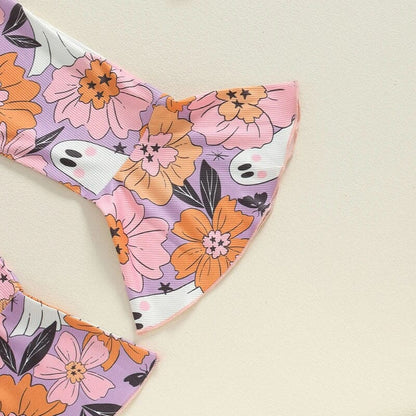 Floral Ghosts Flared Toddler Jumpsuit