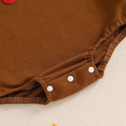 Long Sleeve Thanksgiving Turkey Baby Bodysuit