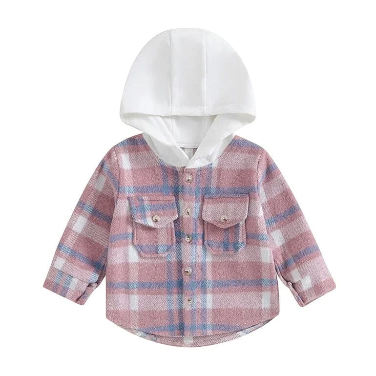 Long Sleeve Plaid Hooded Toddler Shirt