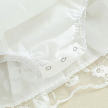 Puff Sleeve White Lace Baby Dress