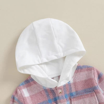 Long Sleeve Plaid Hooded Toddler Shirt