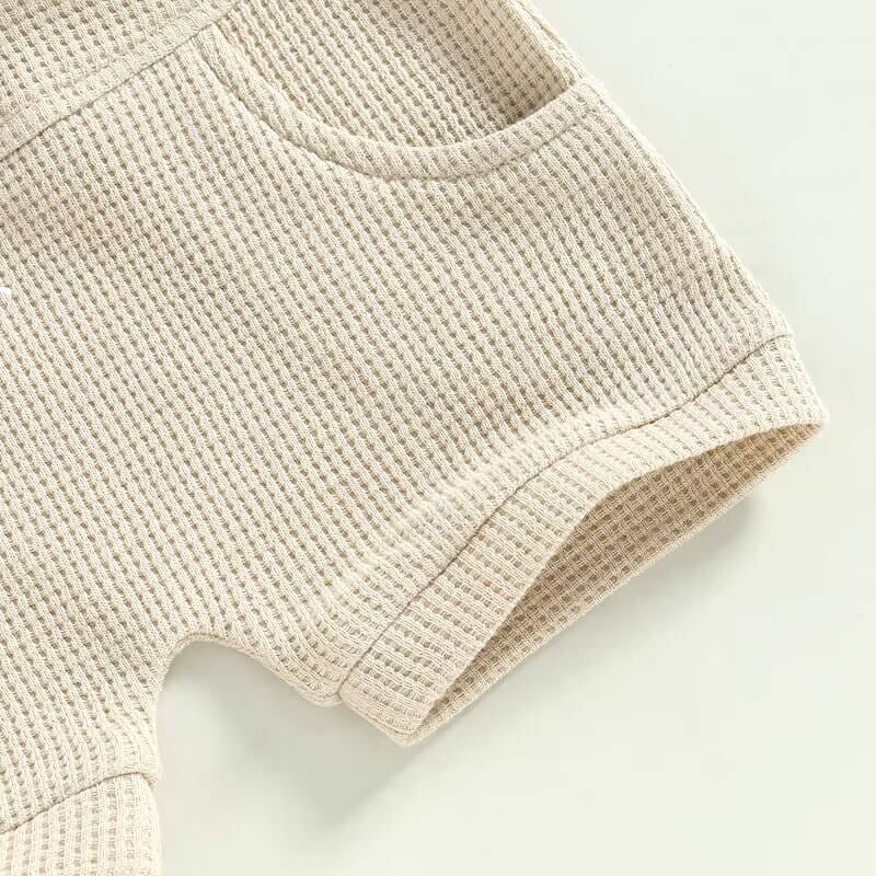 Short Sleeve Waffle Hooded Baby Set