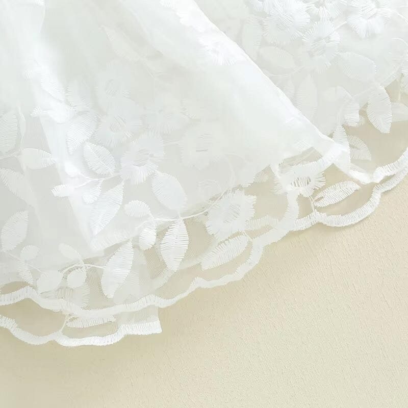 Puff Sleeve White Lace Baby Dress