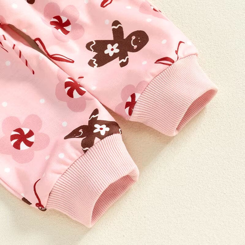 Long Sleeve Pink Christmas Baby Set