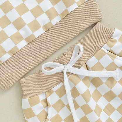 Color Block Checkered Pocket Baby Set