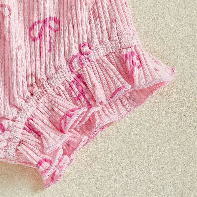 Fly Sleeve Ruffled Bows Baby Set