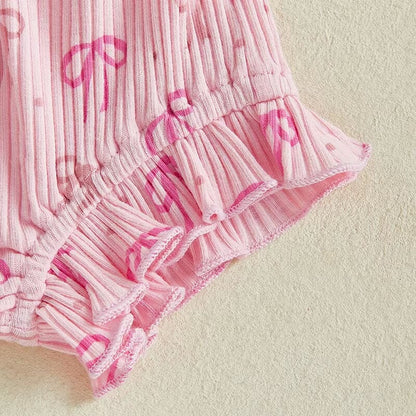 Fly Sleeve Ruffled Bows Baby Set
