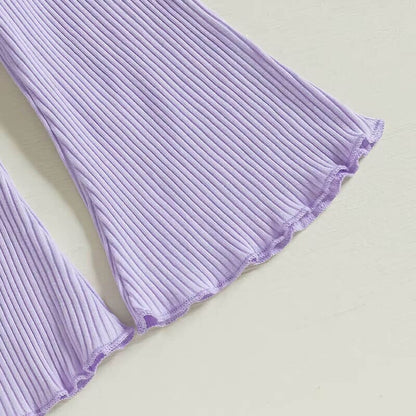 Solid Ruffled Top Flared Pants Toddler Set