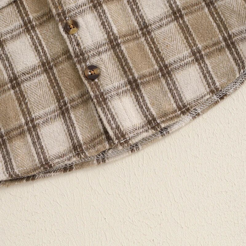Long Sleeve Plaid Hooded Baby Shirt