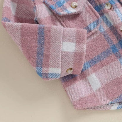 Long Sleeve Plaid Hooded Toddler Shirt