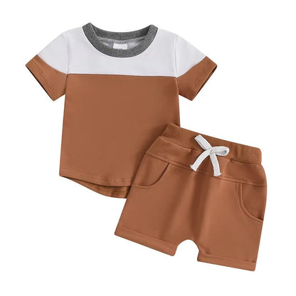 Short Sleeve Solid Shorts Baby Set
