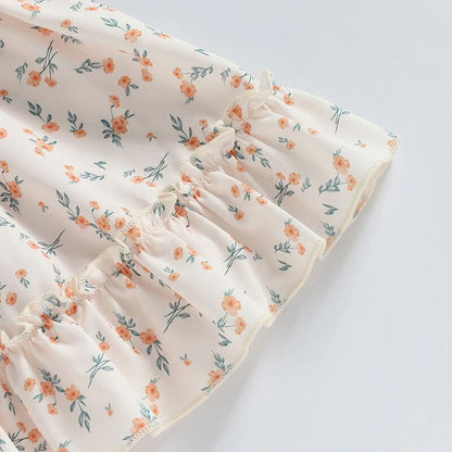 One Shoulder Ribbed Floral Toddler Set