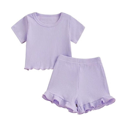 Short Sleeve Solid Ribbed Toddler Set