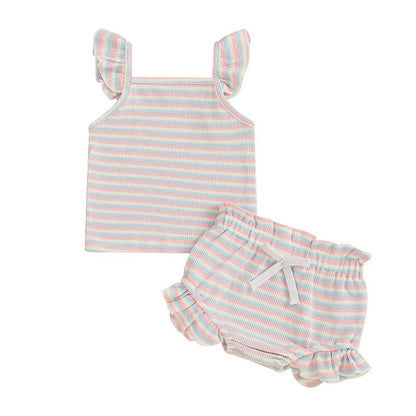 Fly Sleeve Striped Baby Set
