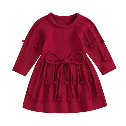 Long Sleeve Knit Christmas Toddler Dress