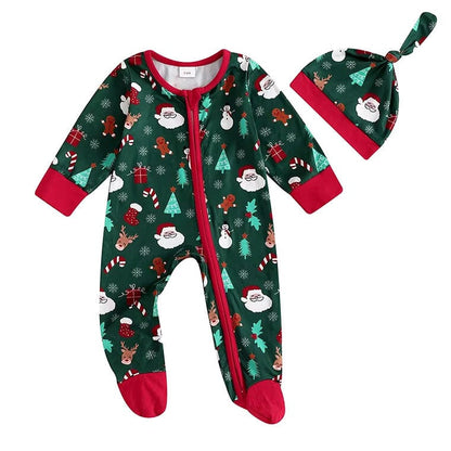 Christmas Zipper Footed Baby Jumpsuit
