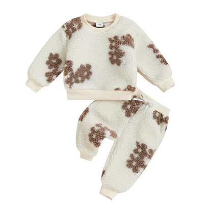 Long Sleeve Floral Fuzzy Baby Set