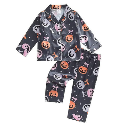 Pumpkin Bow Halloween Toddler Pajama Set