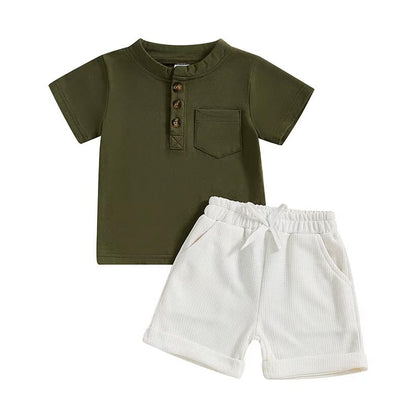 Short Sleeve Solid Shorts Toddler Set