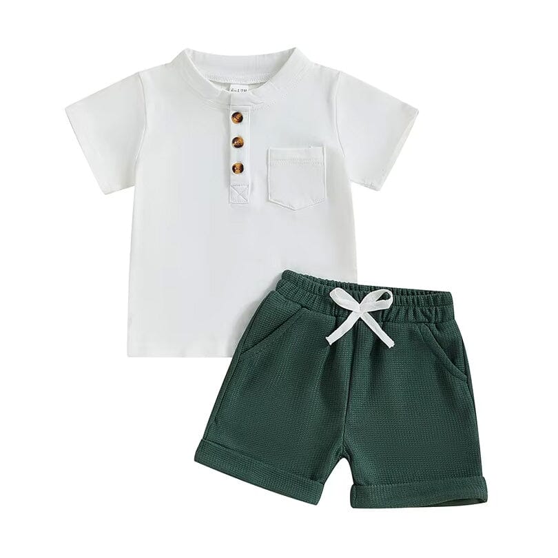 Short Sleeve Solid Shorts Toddler Set