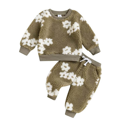 Long Sleeve Floral Fuzzy Baby Set
