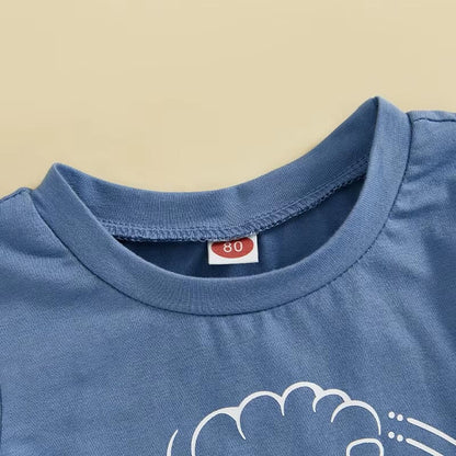 Short Sleeve Train Solid Shorts Baby Set