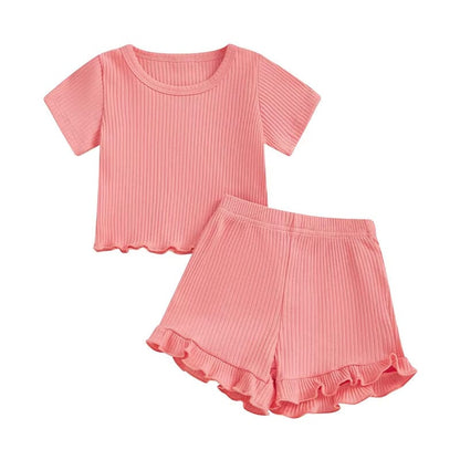 Short Sleeve Solid Ribbed Toddler Set
