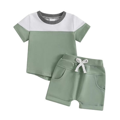Short Sleeve Solid Shorts Baby Set