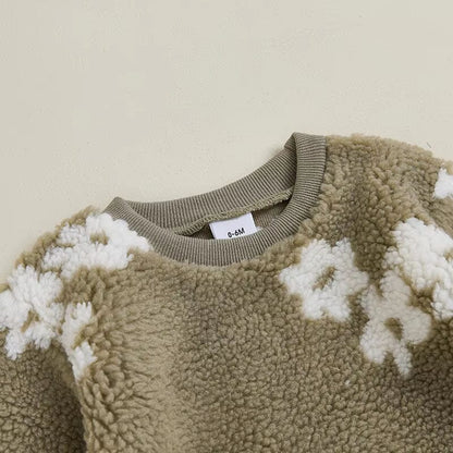 Long Sleeve Floral Fuzzy Baby Set