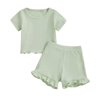 Short Sleeve Solid Ribbed Toddler Set