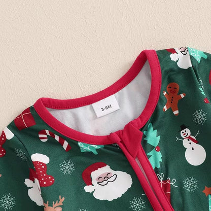 Christmas Zipper Footed Baby Jumpsuit