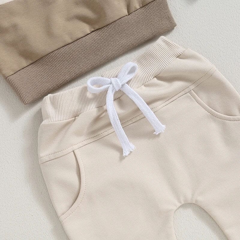 Checkered Hoodie Solid Pants Baby Set