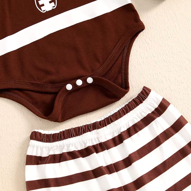 Long Sleeve Striped Football Baby Set